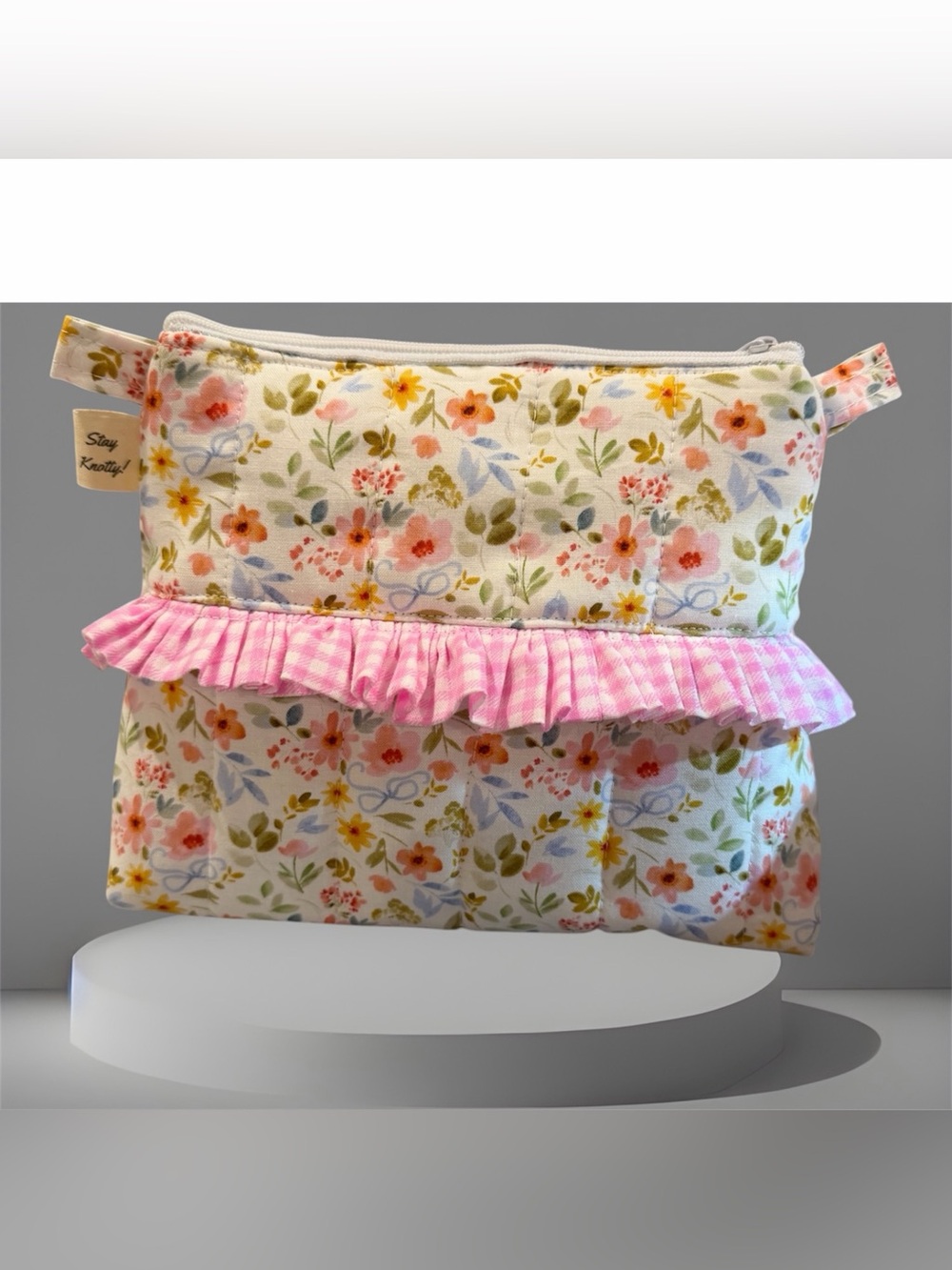 Floral Pink Ruffle Pouch - Picture 2 of 4
